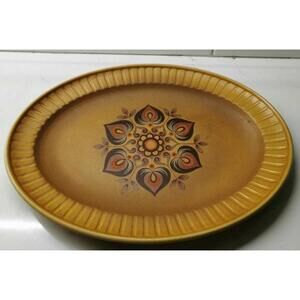 Herbert Aynsley Retro Stoneware Brown Floral Medallion Platter 12.25" Pulpit